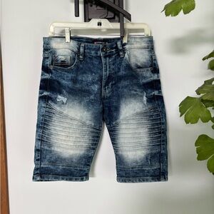 South Pole Blue Distressed Denim Shorts